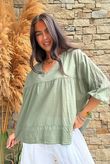 Prairie Pintuck Cotton Smock Khaki